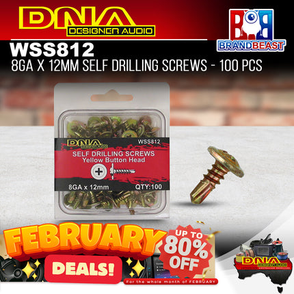 DNA WSS812 12mm 8 Gauge Self Drilling Screws - 100 Pieces