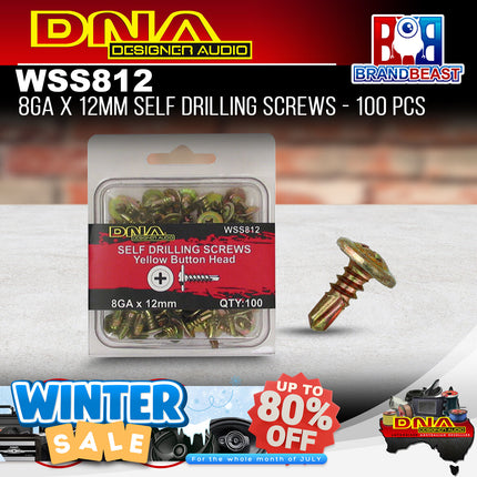 DNA WSS812 12mm 8 Gauge Self Drilling Screws - 100 Pieces