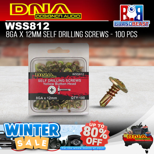 DNA WSS812 12mm 8 Gauge Self Drilling Screws - 100 Pieces