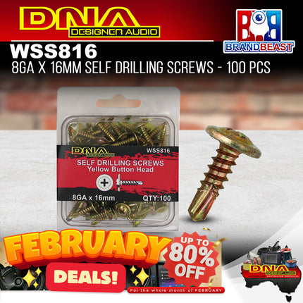 DNA WSS816 16mm 8 Gauge Self Drilling Screws - 100 Pieces