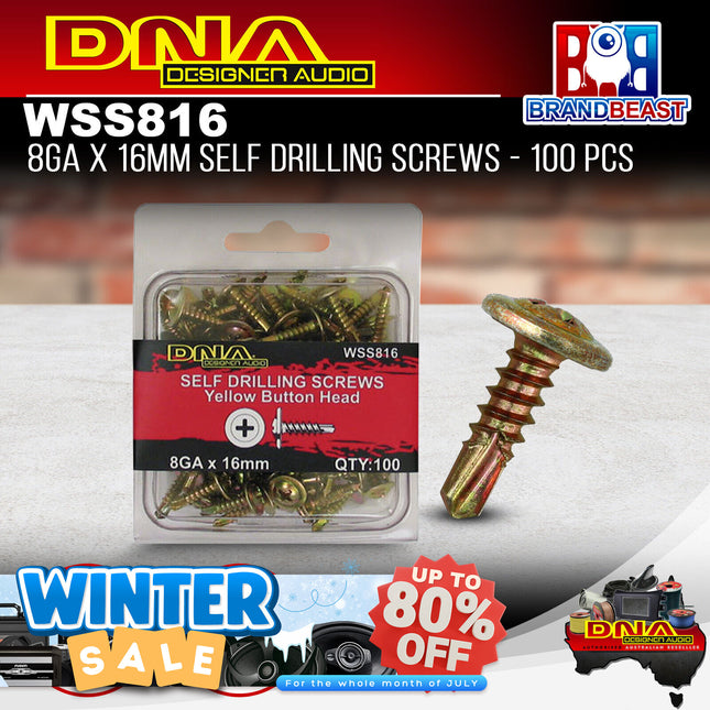 DNA WSS816 16mm 8 Gauge Self Drilling Screws - 100 Pieces