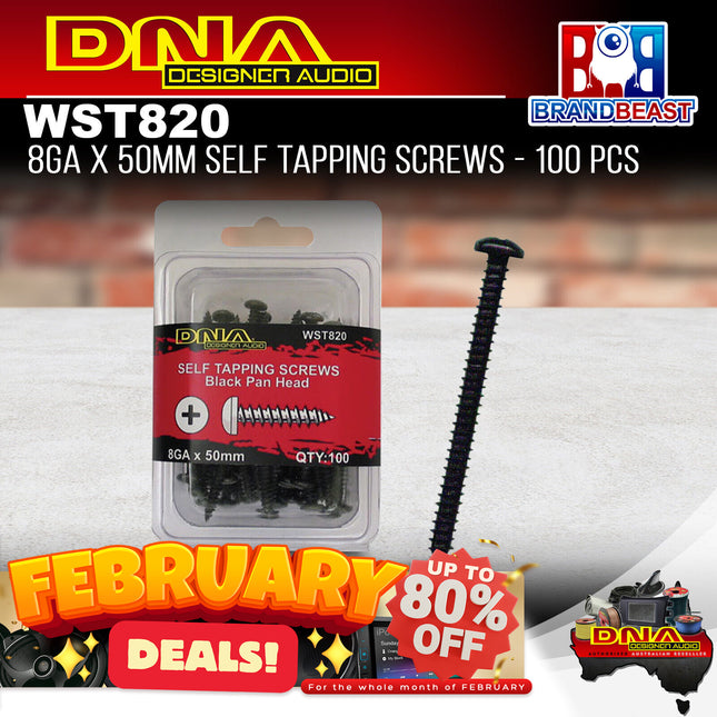 DNA WST820 50mm 8 Gauge Self Tapper Screws - 100 Pieces