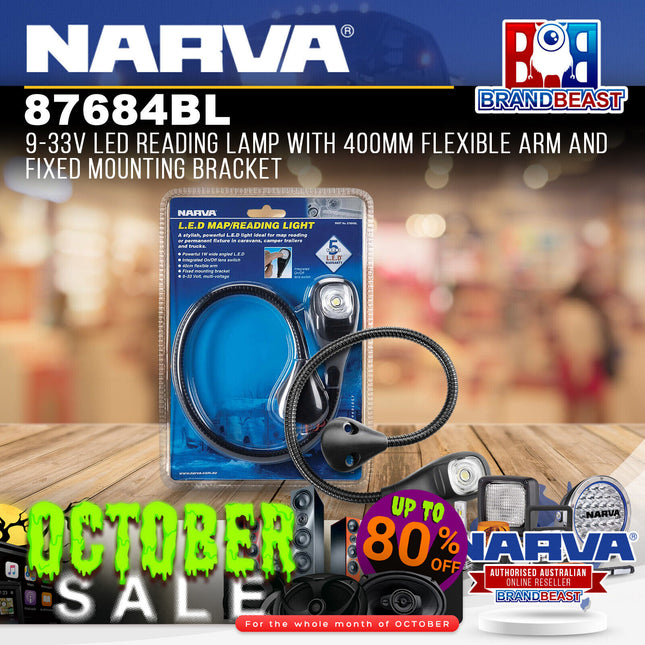 Narva 87684BL 9-33V LED Map/Reading Light Lamp With 400mm Flexible Arm