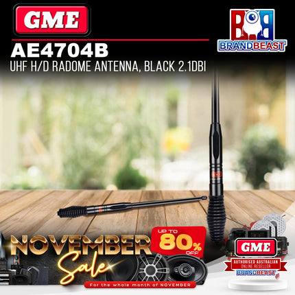 GME AE4704B UHF Heavy Duty Radome Antenna Black 2.1Dbi