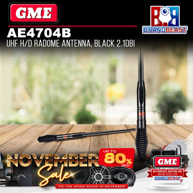 GME AE4704B UHF Heavy Duty Radome Antenna Black 2.1Dbi