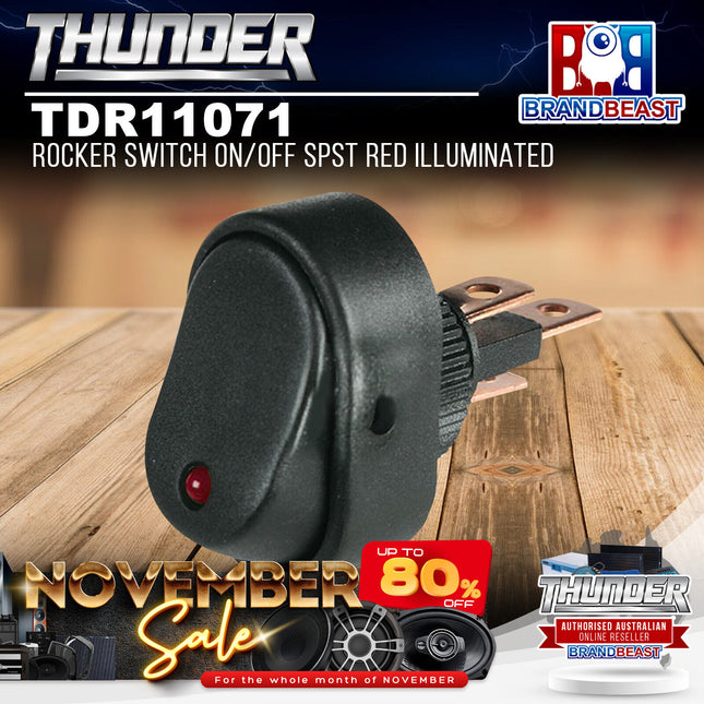 Thunder TDR11071 Rocker Switch On/Off SPST Red Illuminated