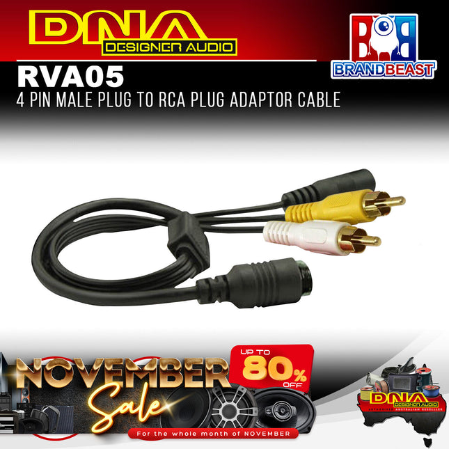 DNA RVA05 4 Pin To RCA Plug Adaptor Cable