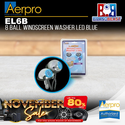 Aerpro EL6B 8 Ball Windscreen Washer LED Blue