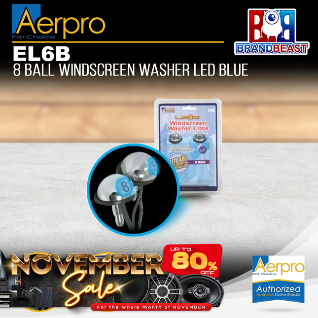 Aerpro EL6B 8 Ball Windscreen Washer LED Blue