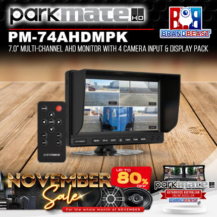 Parkmate PM-74AHDMPK 7.0" Multi-Channel AHD Monitor with 4 Camera Input & Display Pack