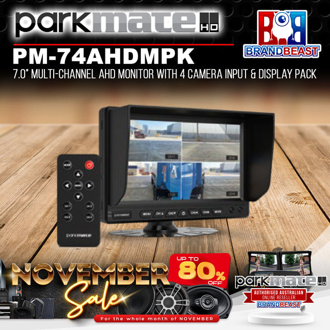 Parkmate PM-74AHDMPK 7.0" Multi-Channel AHD Monitor with 4 Camera Input & Display Pack