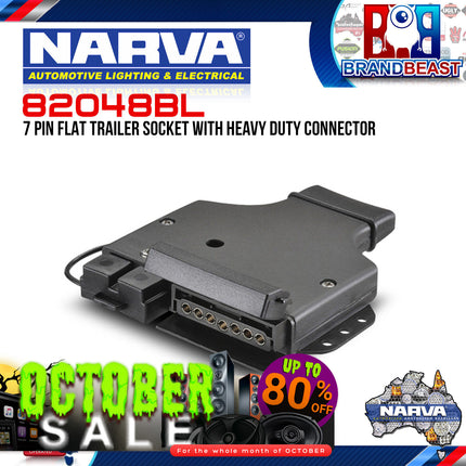 Narva 82048BL 7 Pin Flat Trailer Socket With Heavy Duty Connector