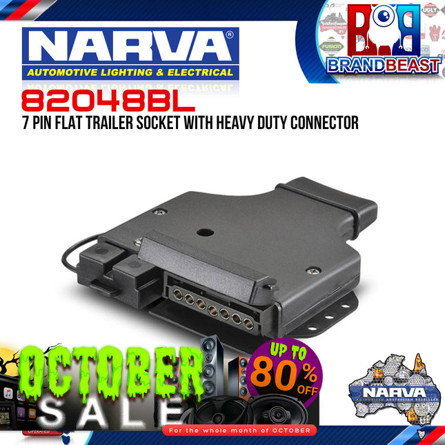 Narva 82048BL 7 Pin Flat Trailer Socket With Heavy Duty Connector