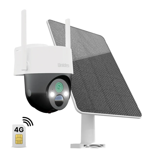UNIDEN SOLO X2K 4G PRO KIT - 100% Wirefree 2K Pan & Tilt Outdoor Camera with Solar Panel and OnWatch Technology