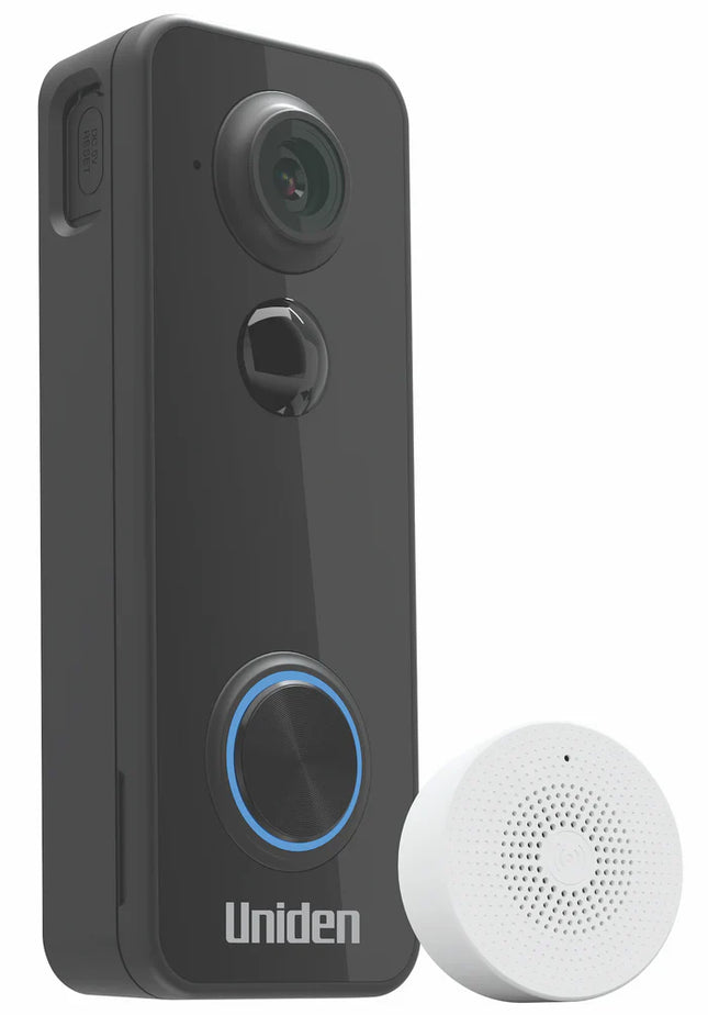 UNIDEN SOLO X2K BELL PLUS - 100% Wirefree 2K Super HD Video Doorbell with Fisheye Lens and Wireless Chime