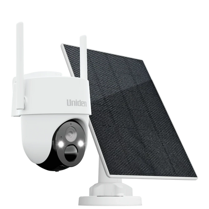 UNIDEN APP CAM SOLO X2K PT KIT - 100% Wirefree 2K Pan &amp; Tilt Outdoor Camera with Solar Panel