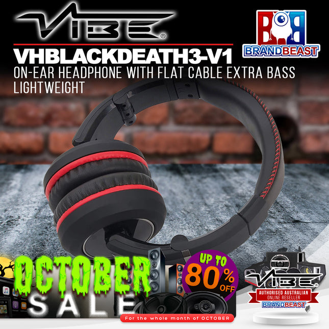 Vibe VHBLACKDEATH3-V1 On-Ear Headphone With Flat Cable Extra Bass Lightweight