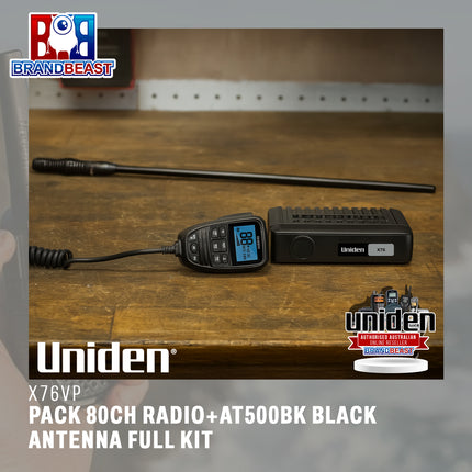Uniden X76VP Pack 80Ch Radio+AT500BK Black Antenna Full Kit