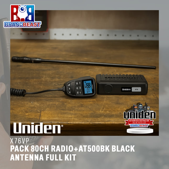 Uniden X76VP Pack 80Ch Radio+AT500BK Black Antenna Full Kit