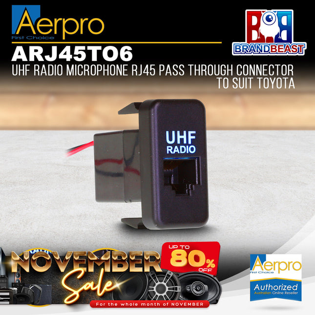 Aerpro ARJ45TO6 RJ45 Pass-Through Adaptor Suit Toyota Models (21.5mm x 40mm)