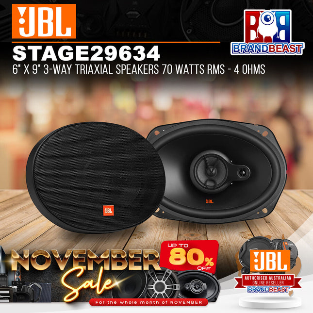 JBL Stage2 9634 6" x 9" 3-Way Triaxial Speakers 70 Watts RMS - 4 Ohms