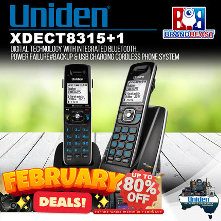 Uniden XDECT8315+1 Digital Integrated Bluetooth Backup USB Cordless Phone System