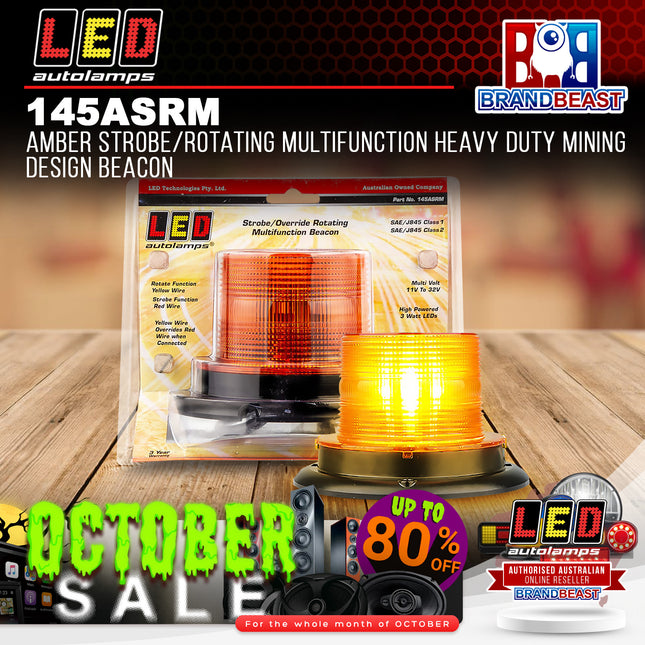 LED Autolamps 145ASRM Amber Strobe/Rotating Multifunction Heavy Duty Mining