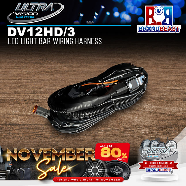 Ultra Vision Lighting DV12HD/3 LED Light Bar Wiring Harness
