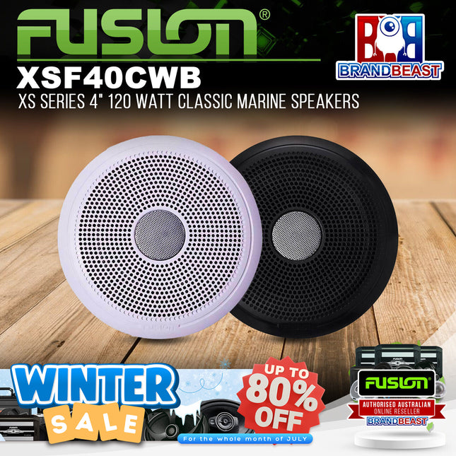 Fusion XS-F40CWB XS Series 4" 120 Watt Classic Marine Speakers