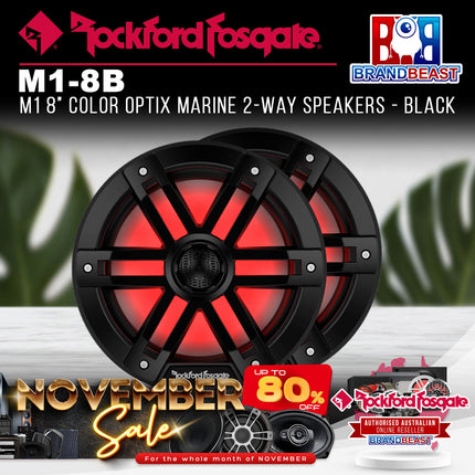 Rockford Fosgate M1-8B M1 8" Color Optix Marine 2-Way Speakers - Black