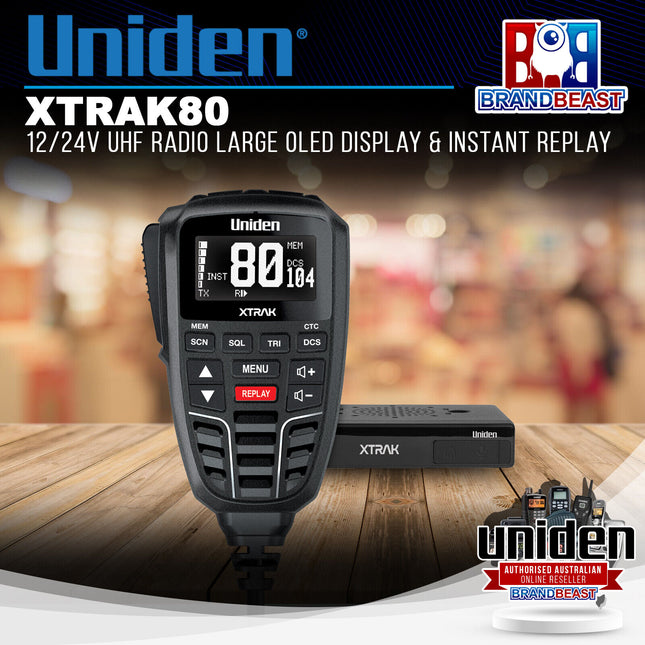 Uniden XTRAK80 12/24V UHF Radio Large OLED Display & Instant Replay