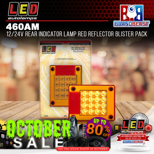 LED Autolamps 460AM 12/24V Rear Indicator Lamp Red Reflector Blister Pack