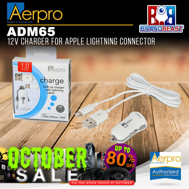 Aerpro ADM65 12V Charger for Apple Lightning Connector