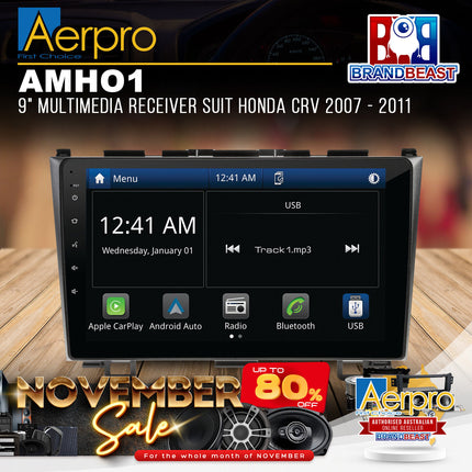 Aerpro AMHO1 9" Multimedia Receiver Suit Honda CRV 2007 - 2011