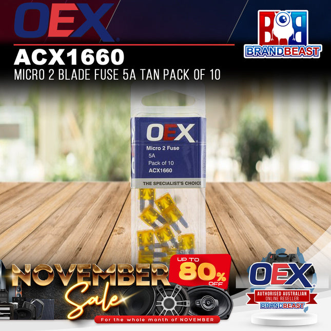 OEX ACX1660 Micro 2 Blade Fuse 5A Tan Pack of 10
