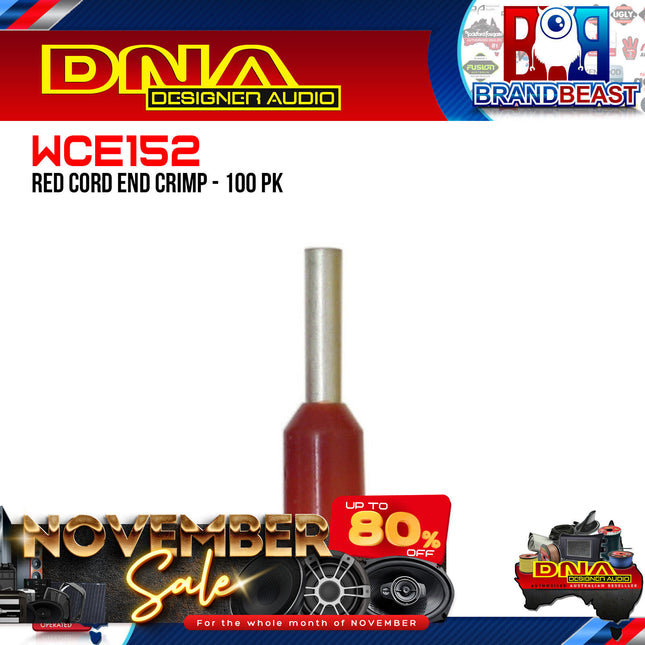 DNA WCE152 1.4mm2 Red Cord End Crimp - 100 Pieces