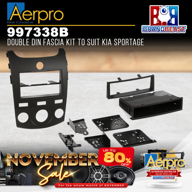 Aerpro 997338B Single/Double DIN Matte Black Facia Kit Suit Kia Cerato TD