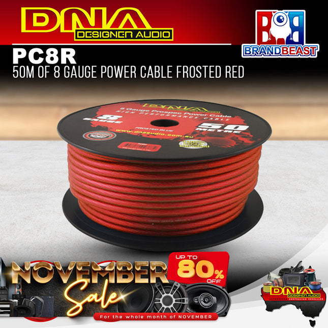 DNA PC8R 8 Gauge Power Cable Frosted Red - 50 Metres