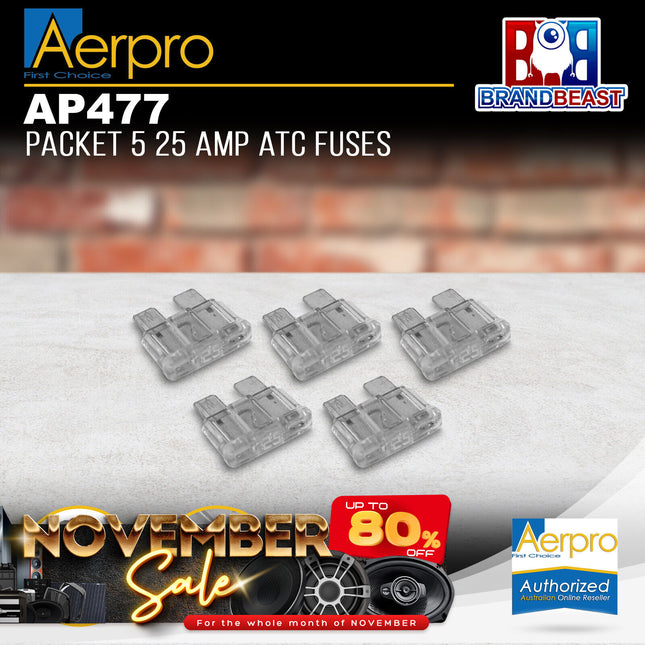 Aerpro AP477 25 Amp ATC Fuses Suits AP472 Fuse Holder - Packet of 5
