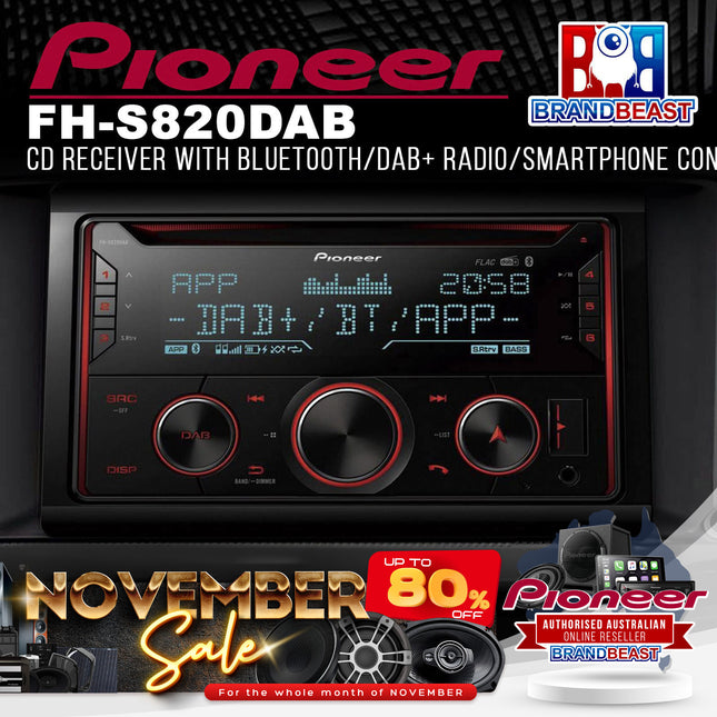 Pioneer FH-S820DAB CD Receiver with Bluetooth/DAB+ Radio/Smartphone Connectivity
