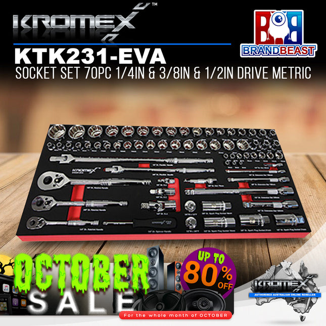 Kromex KTK231-EVA Socket Set 70Pc 1/4In & 3/8In & 1/2In Drive Metric
