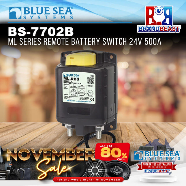 Blue Sea Systems BS-7702B ML Series Remote Battery Switch 24v 500A
