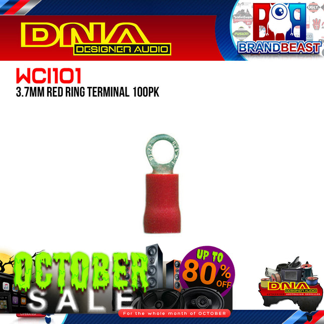 DNA WCI101 3.7mm Red Ring Crimp Terminals - 100 Pieces