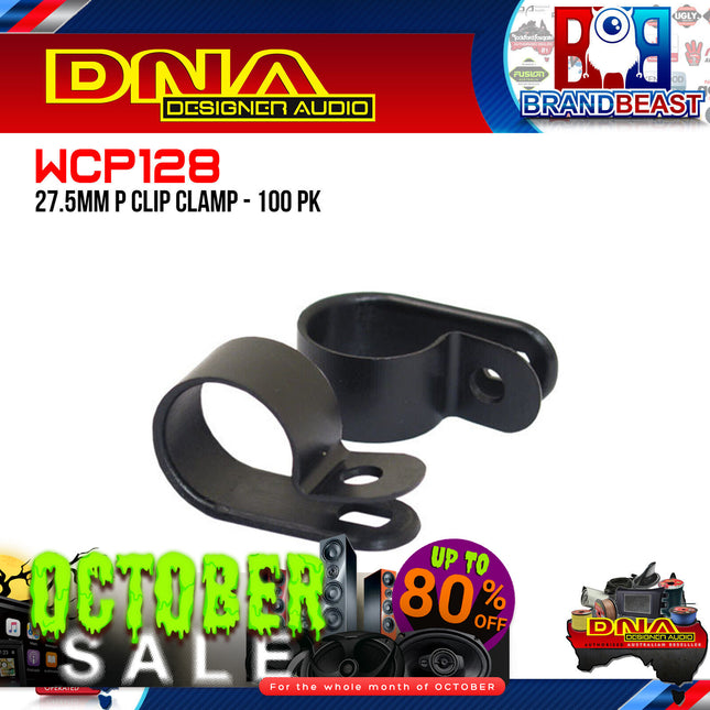 DNA WCP128 27.5mm Black Nylon P Clip Cable Clamps - 100 Pieces