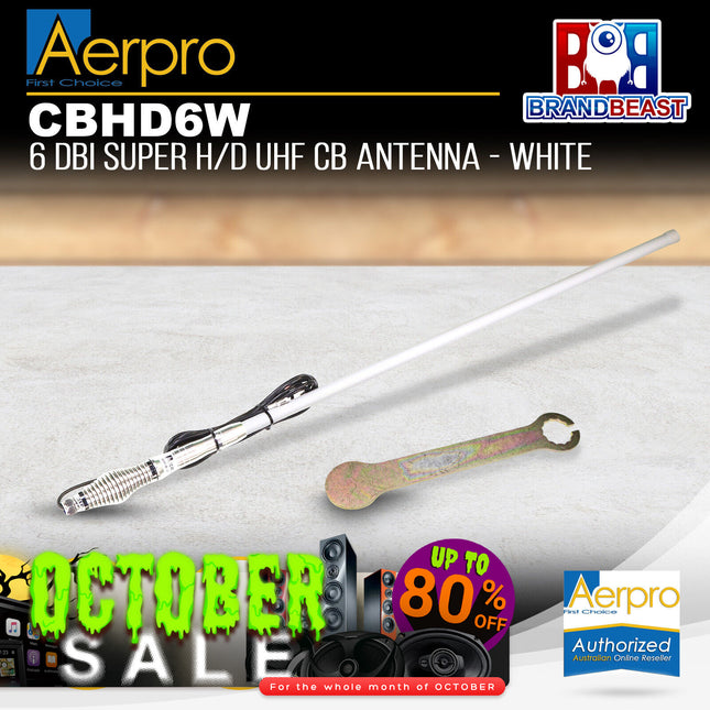 Aerpro CBHD6W 6 DBI Super H/D UHF CB Antenna White