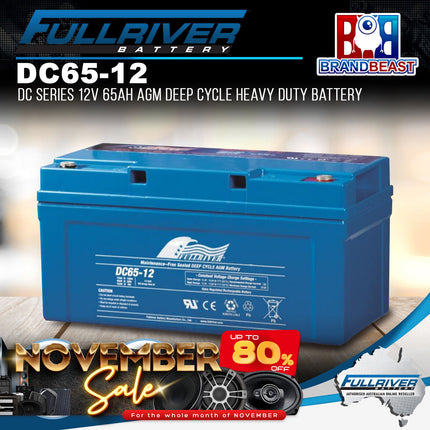 Fullriver DC65-12 (Japan) DC Series 12V 65Ah AGM Deep Cycle Heavy Duty Battery