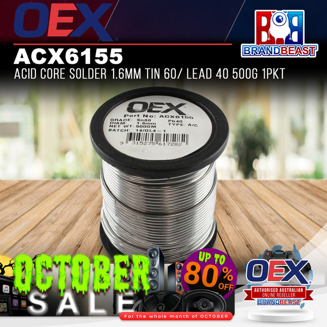 OEX ACX6155 Acid Core Solder 1.6mm Tin 60/ Lead 40 500g 1Pkt