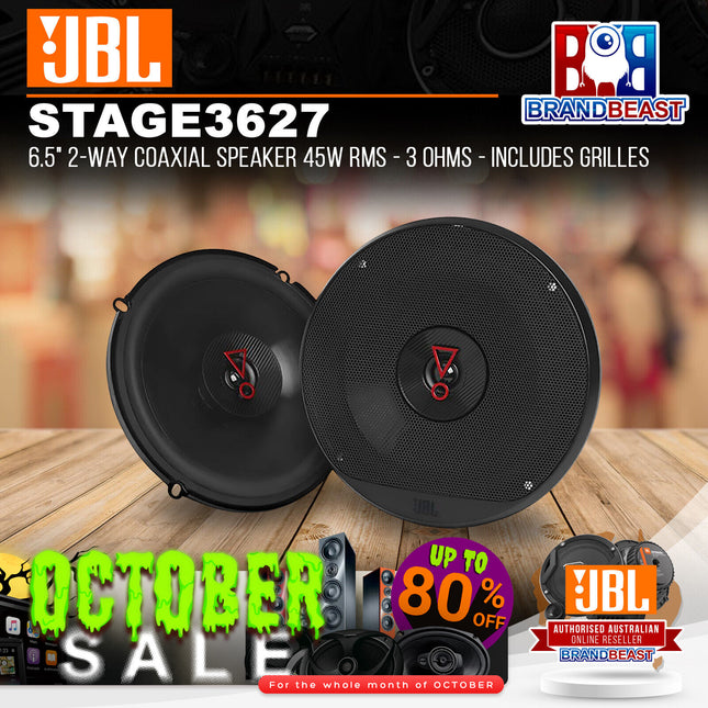 JBL STAGE3 627 6.5" 2-Way Coaxial Speaker 45W RMS - 3 Ohms - Includes Grilles