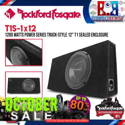 Rockford Fosgate T1S-1X12 Power Single 12" T1 Slim Sealed Loaded Enclosure