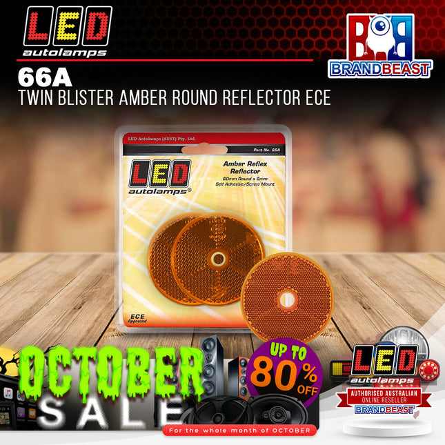 LED Autolamps 66A Twin Blister Amber Round Reflector Ece